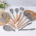 Set D'ustensiles De Cuisine 12 Pièces En Silicone Gris 