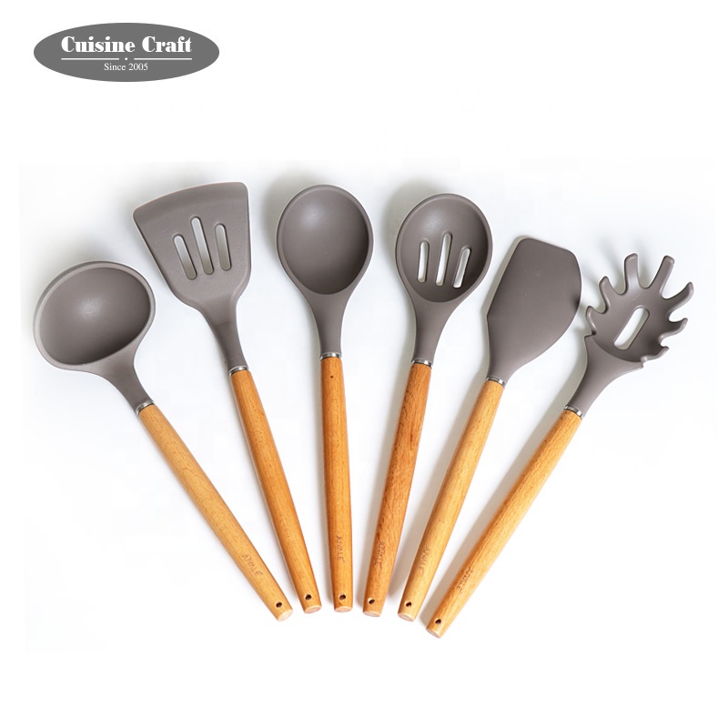 Set D'ustensiles De Cuisine 12 Pièces En Silicone Gris 