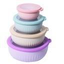 Set de 4 Saladiers Rond En Plastique Avec Couvercle - Multicouleur