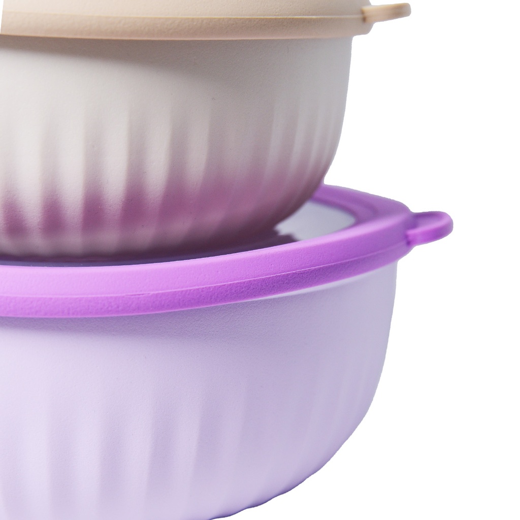 Set de 4 Saladiers Rond En Plastique Avec Couvercle - Multicouleur