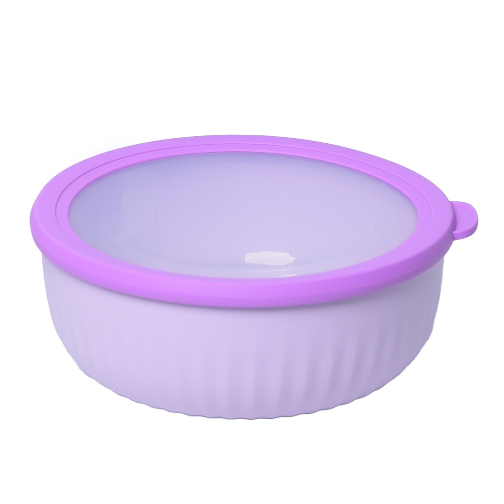 Set de 4 Saladiers Rond En Plastique Avec Couvercle - Multicouleur