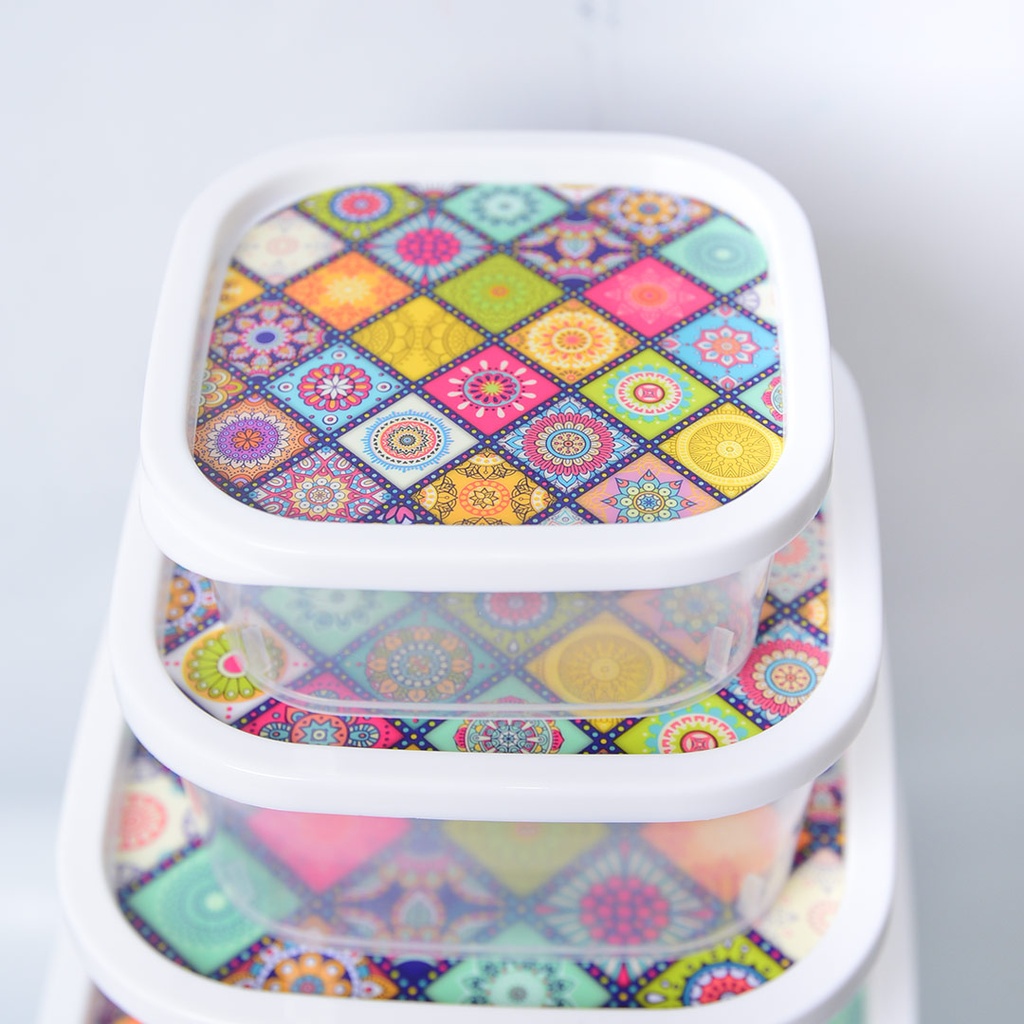 Set de 6 Saladiers Carré En Plastique Avec Couvercle - Transparent