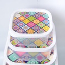 Set de 6 Saladiers Carré En Plastique Avec Couvercle - Transparent