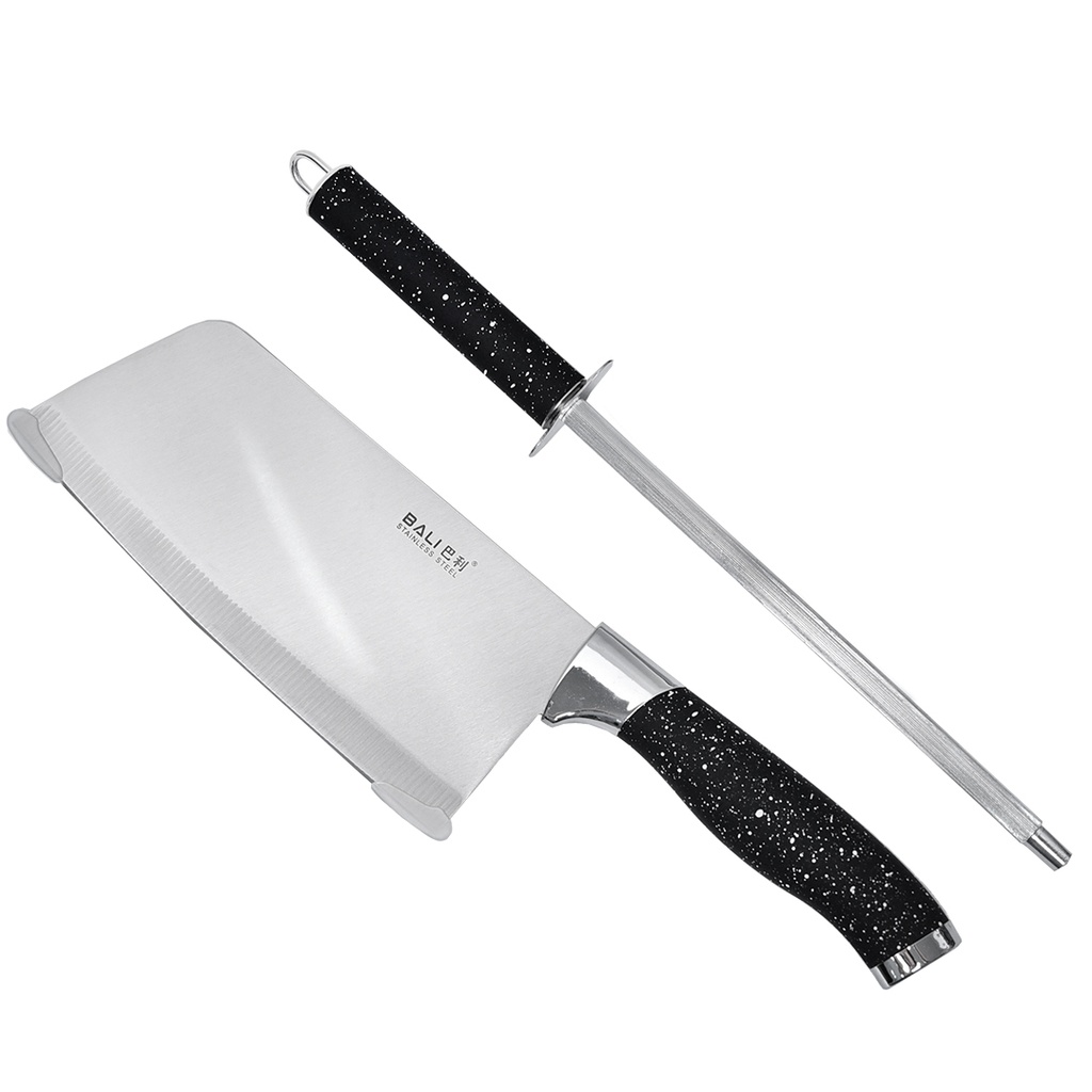 Ensemble 9 Pièces Couteaux Marbré Noir avec Support tournant