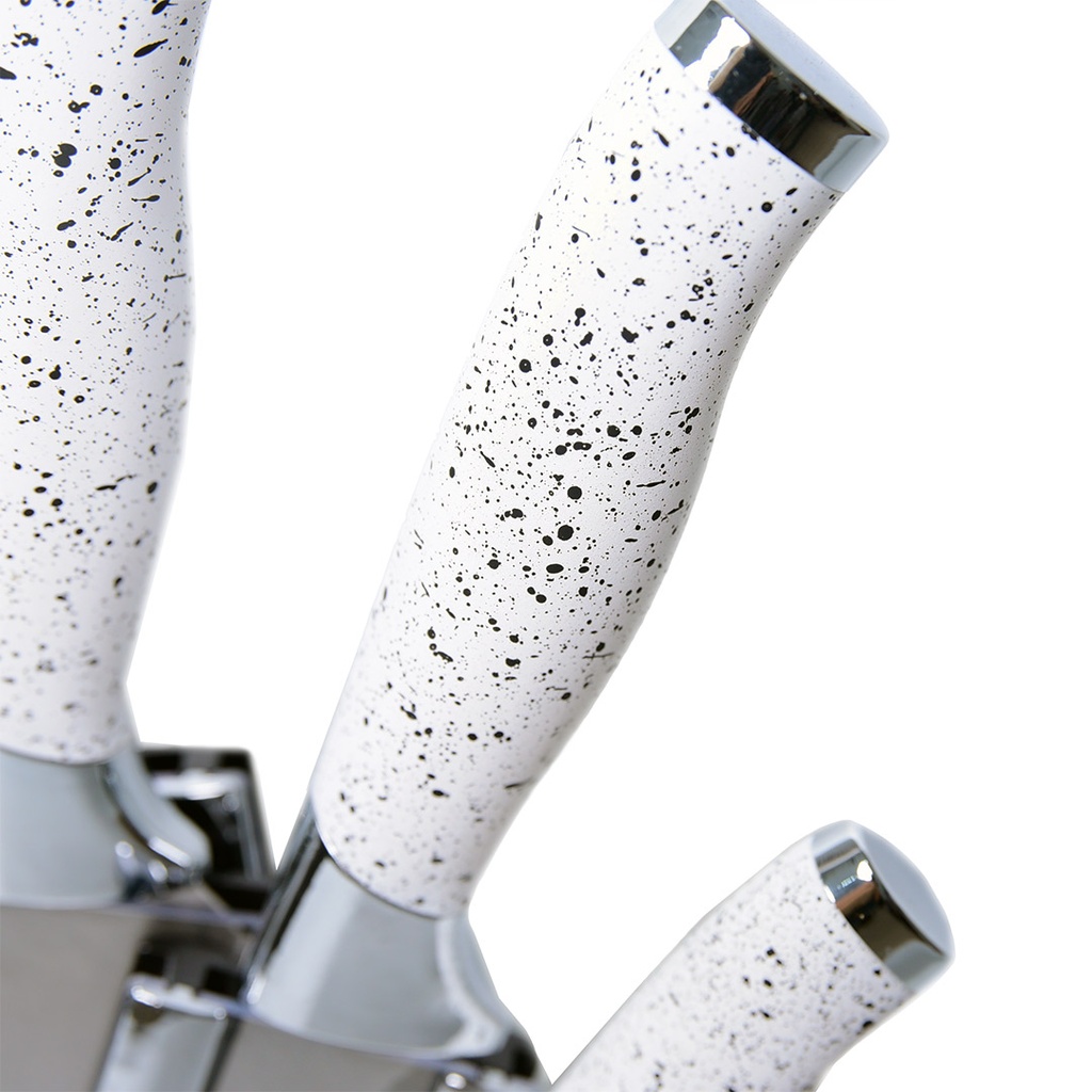 Ensemble 9 Pièces Couteaux Marbré Blanc avec Support tournant