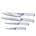 Ensemble 9 Pièces Couteaux Marbré Blanc avec Support tournant