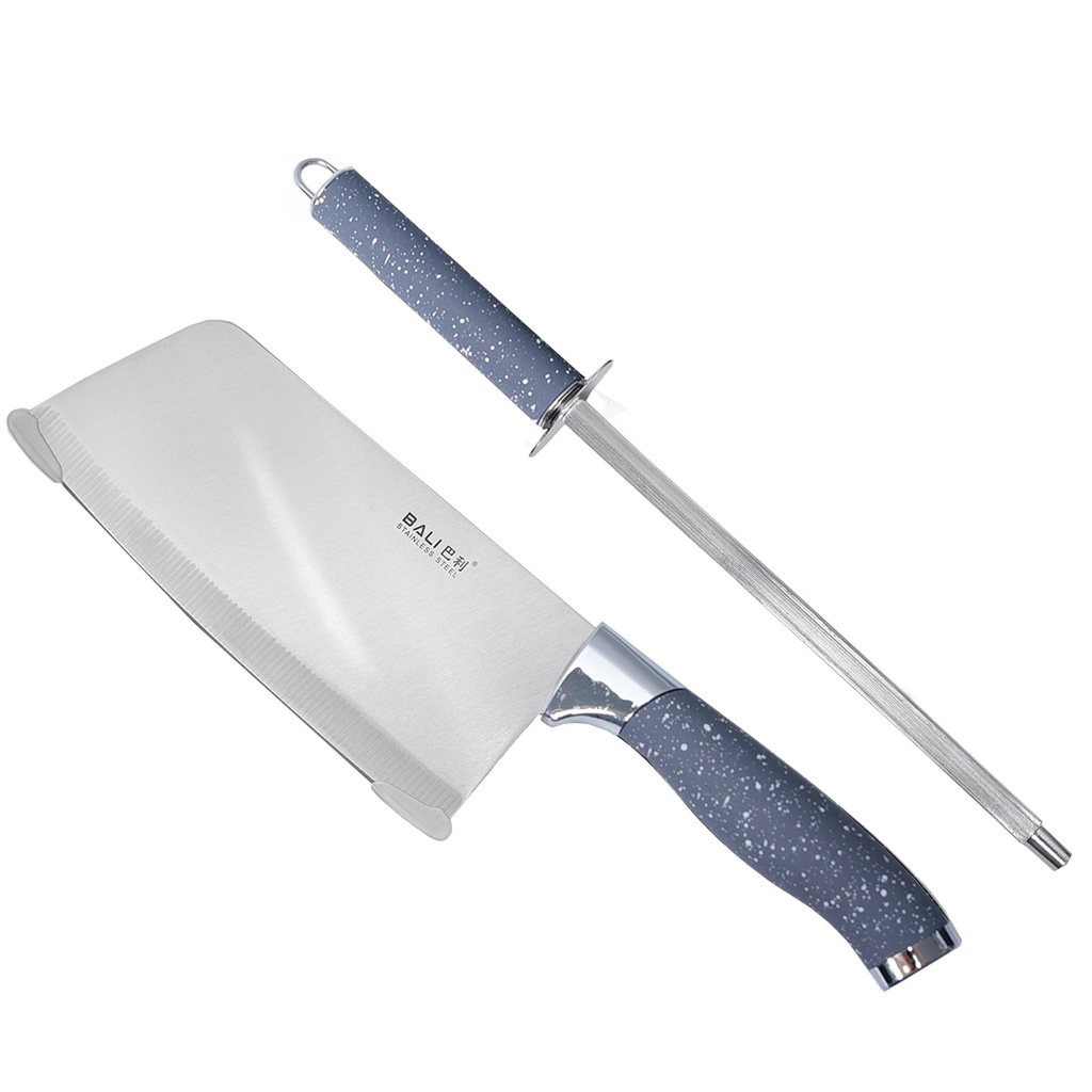 Ensemble 9 Pièces Couteaux Marbré Gris avec Support tournant