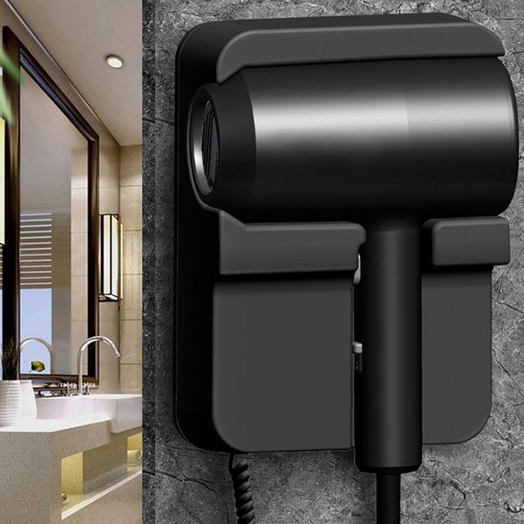 Séche Cheveux Mural Noir