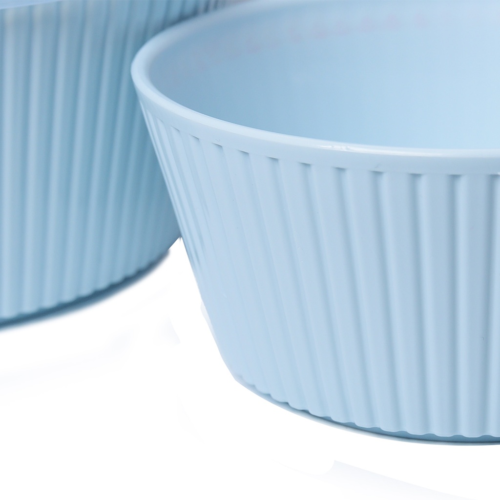 Set de 3 Saladiers En Plastique Avec Couvercle - Bleu Ciel