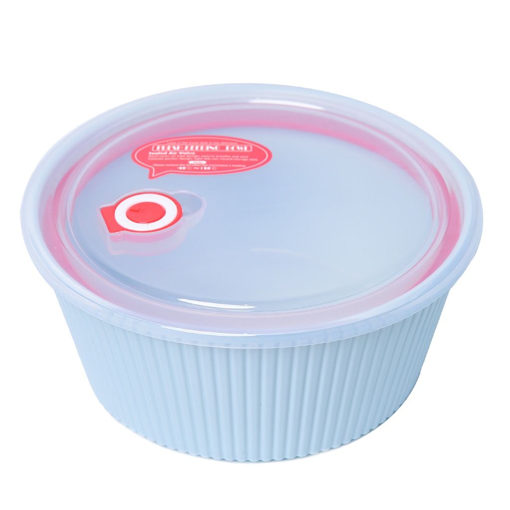 Set de 3 Saladiers En Plastique Avec Couvercle - Bleu Ciel