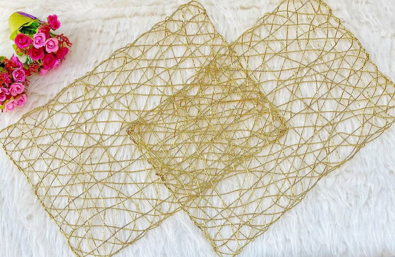 Sous plat Doré en plastique Rectangle 30/45 cm