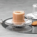 Lot De 6 Tasse et Sous Tasses Azur Glass 220 ML