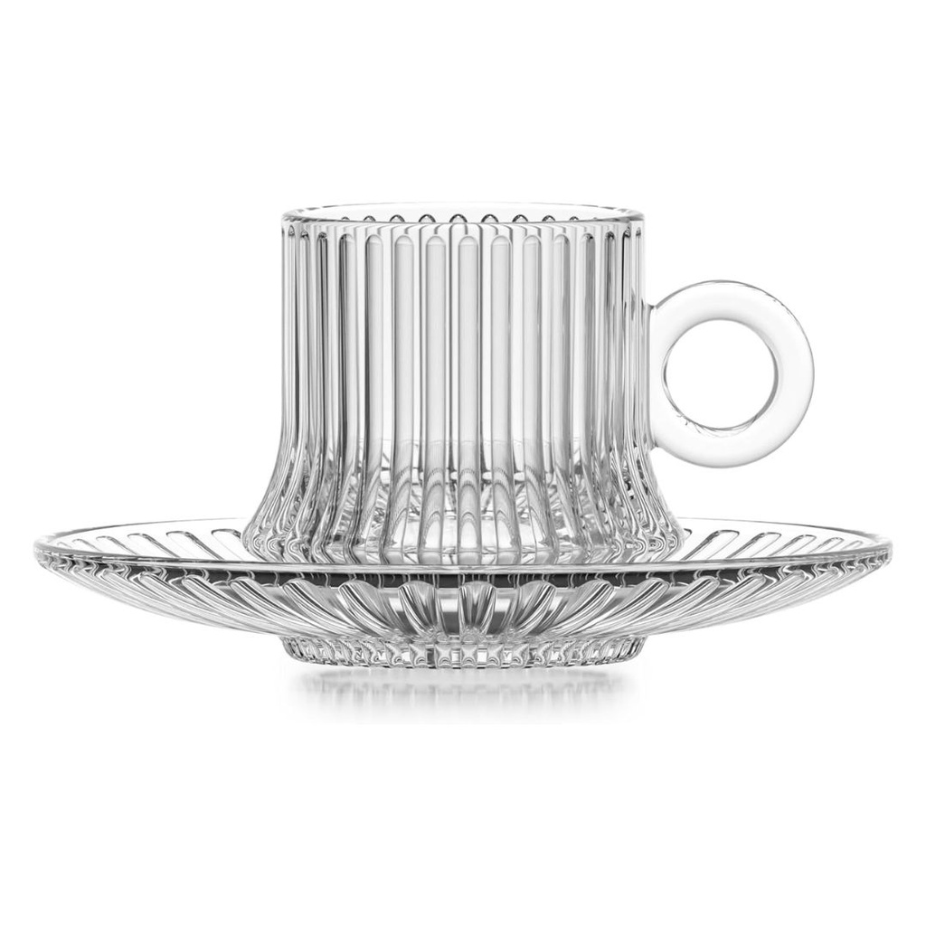 Lot De 6 Tasse et Sous Tasses Azur Glass 220 ML