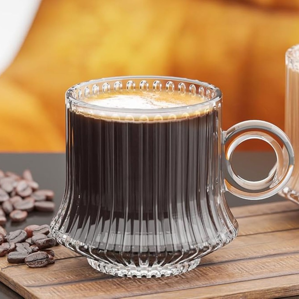 Lot De 6 Tasse et Sous Tasses Azur Glass 220 ML