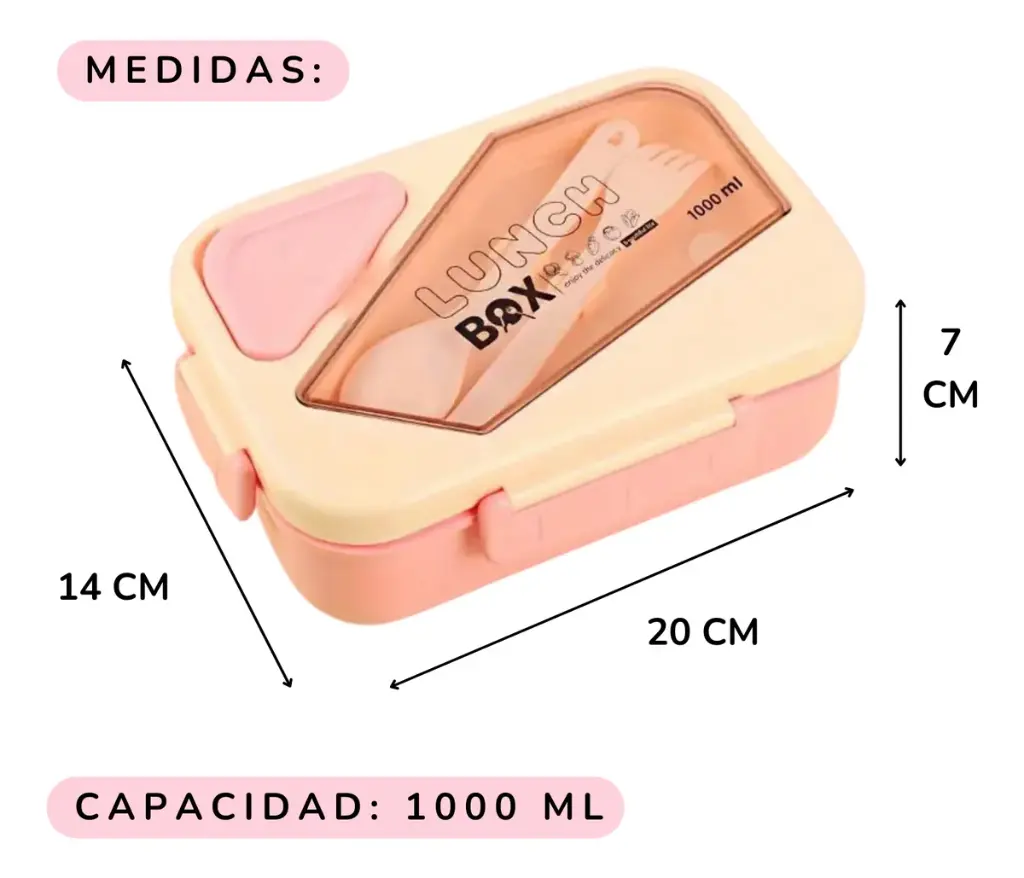 Lunch Box Isotherme Rectangulaire1000 ml Rose