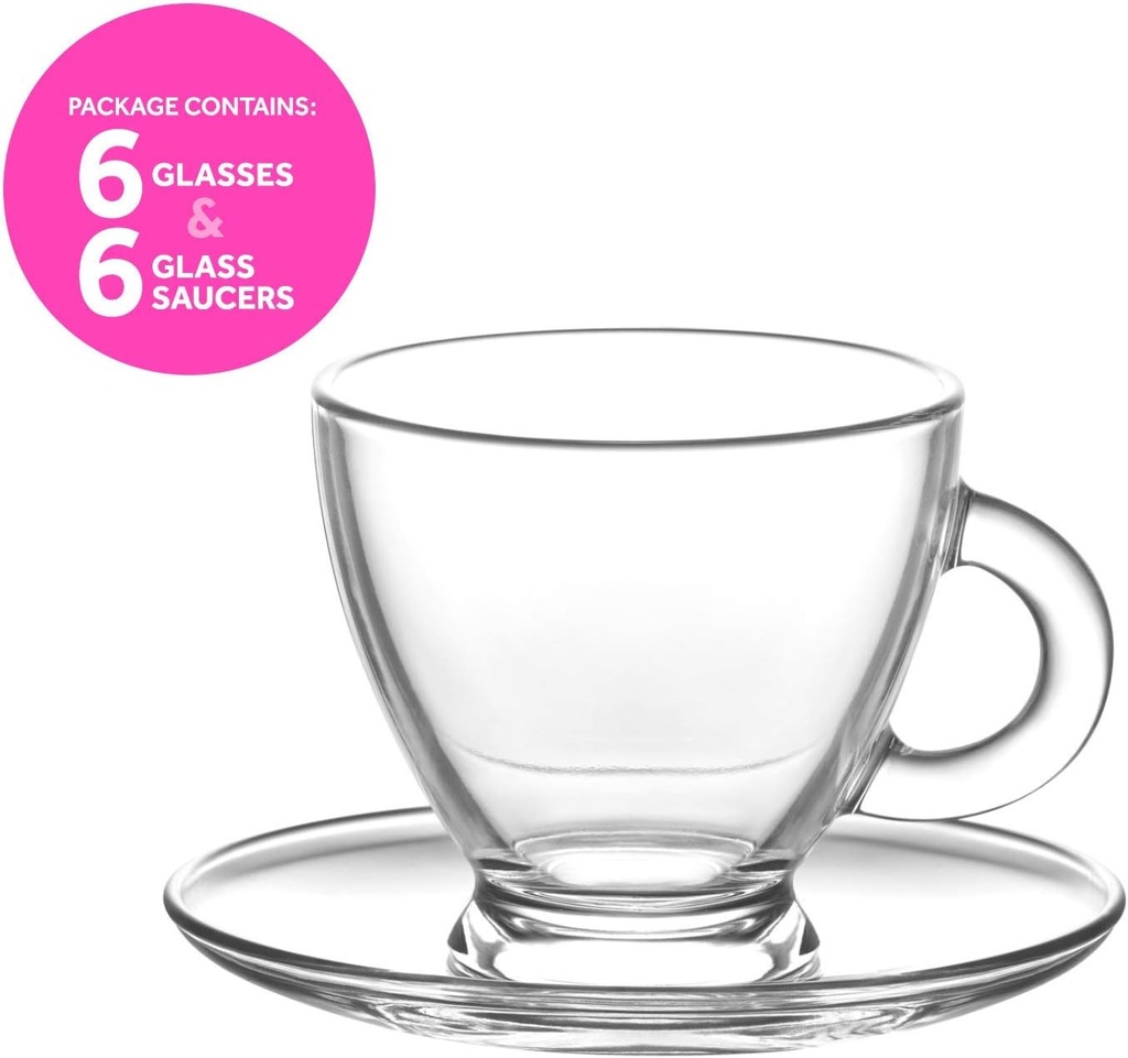 Coffret De 6 Verres à Café 9 cl Avec Sous Tasses