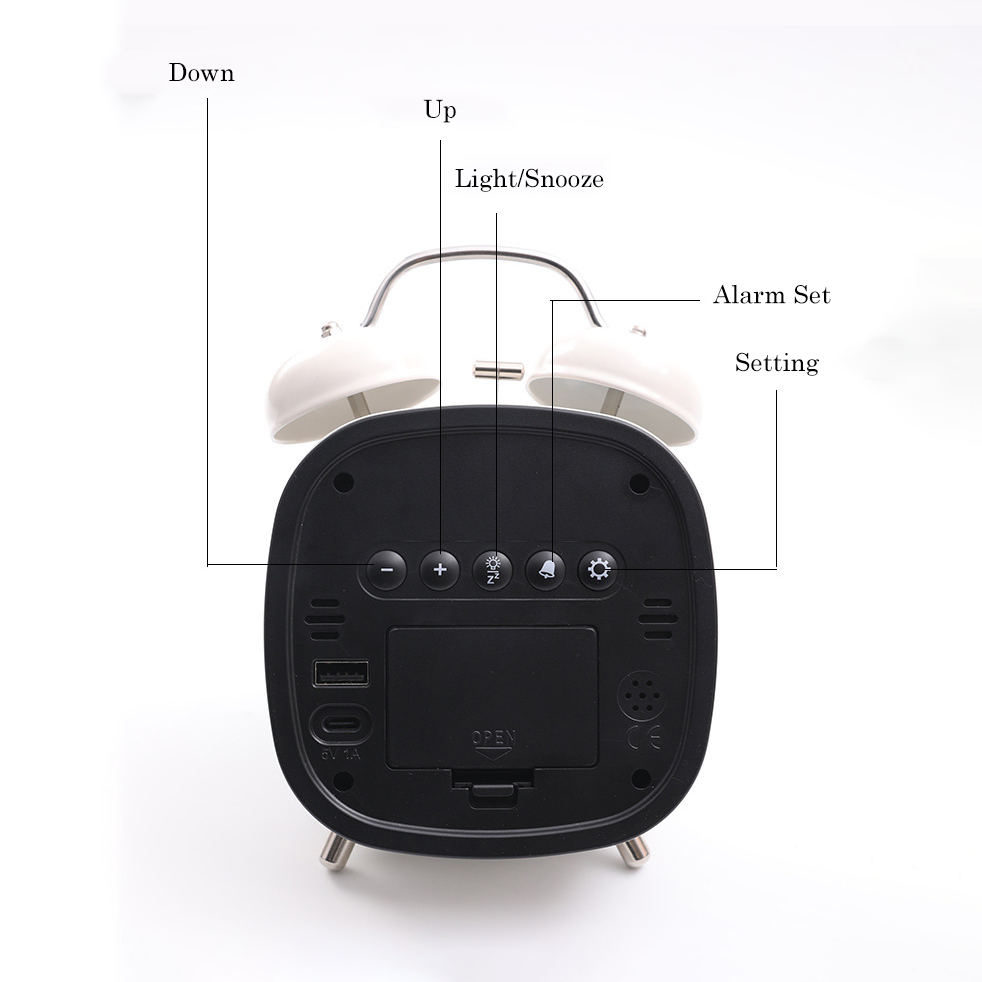 Horloge Réveil LED Numérique Blanc