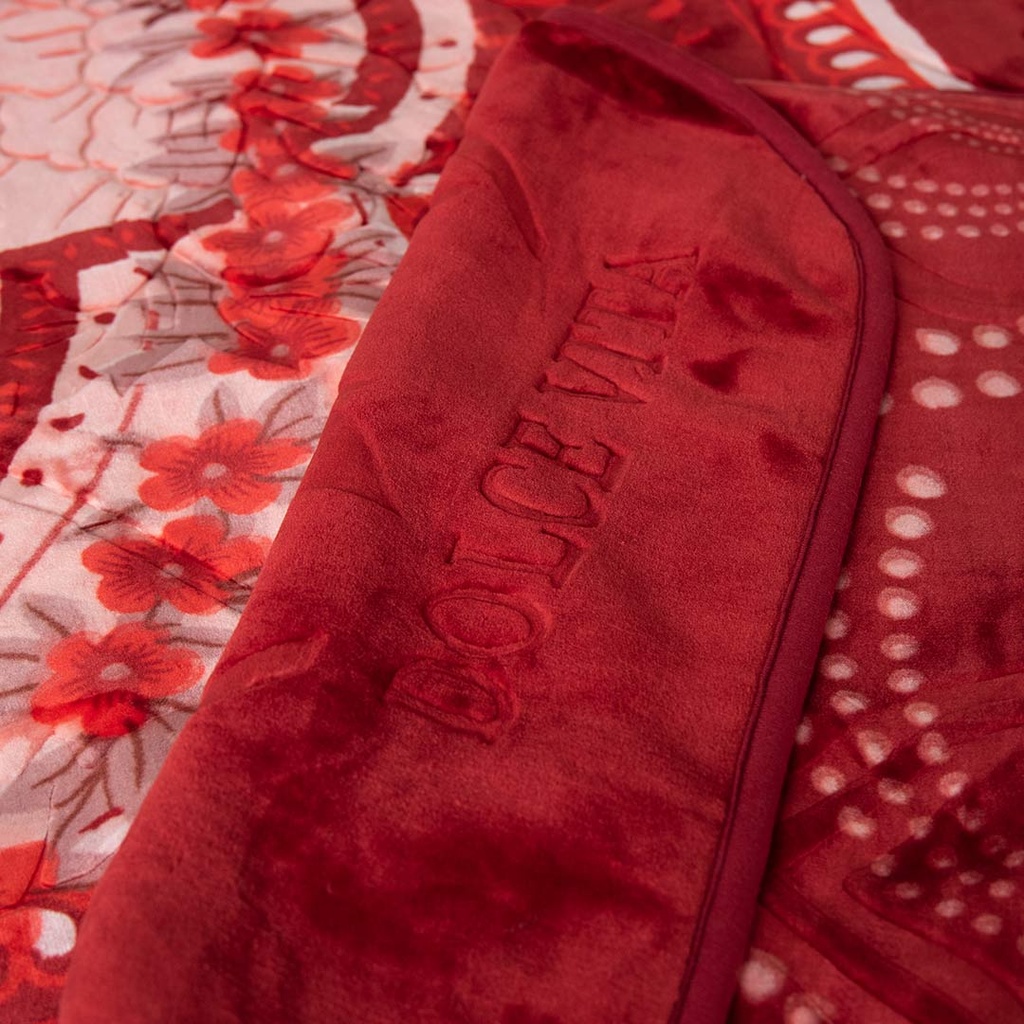 Couverture 2 Places 220/240 Dolce Vita Doubles Faces -M6 Pointé Rouge