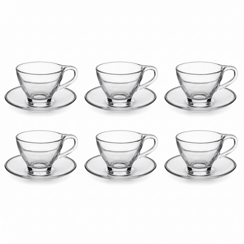Coffret De 6 Verres à Café au lait Tasse et Sous Tasses - 25cl