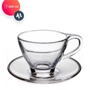 Coffret De 6 Verres à Café au lait Tasse et Sous Tasses - 25cl