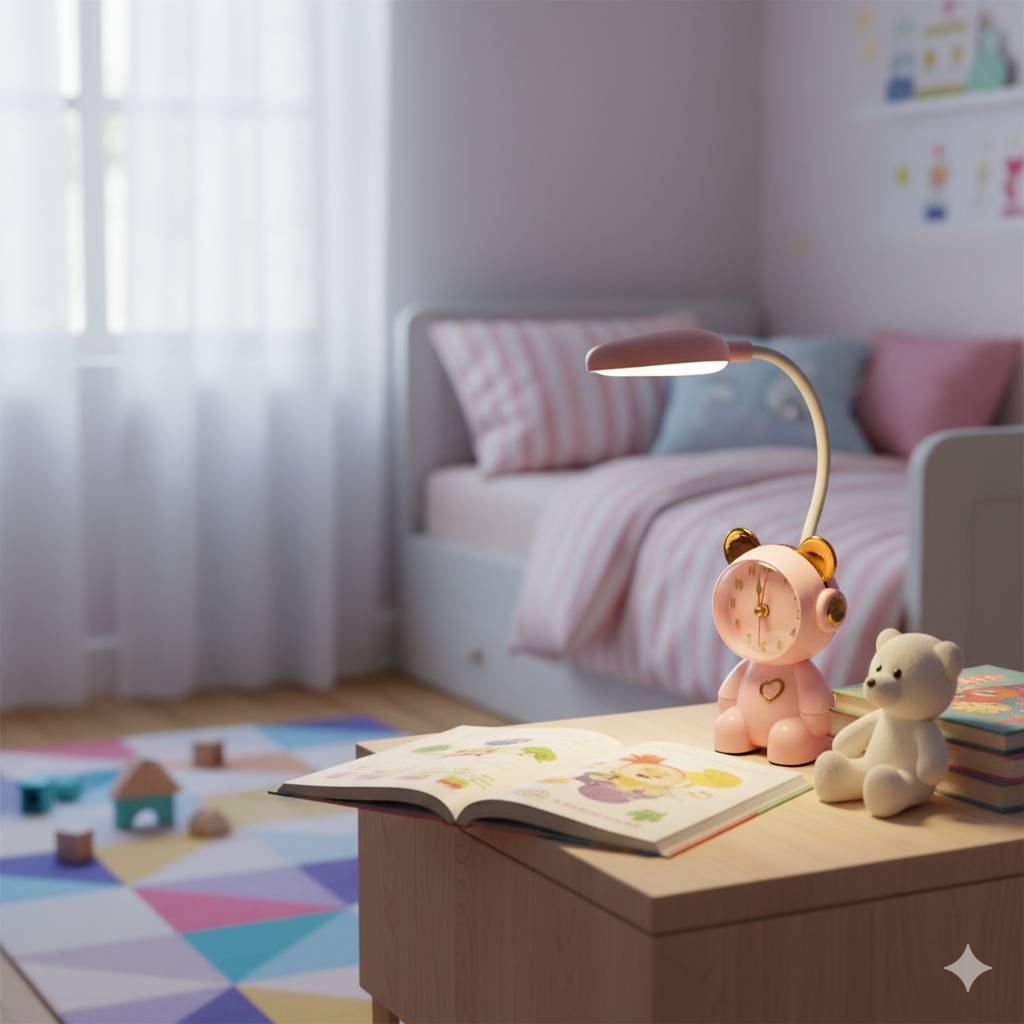 Horloge et Lampe De Bureau Rechargeable LED - Rose