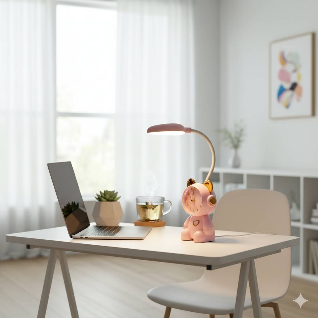 Horloge et Lampe De Bureau Rechargeable LED - Rose