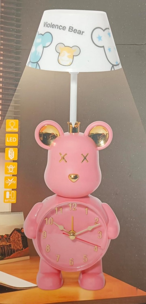 Horloge et Lampe De Bureau Rechargeable LED - Rose