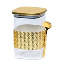 Lot de 3 Boite En verre avec Couvercle en Bois Bambou