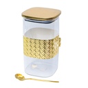 Lot de 3 Boite En verre avec Couvercle en Bois Bambou