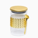 Lot de 3 Boite En verre avec Couvercle en Bois Bambou