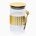 Lot de 3 Boite En verre avec Couvercle en Bois Bambou