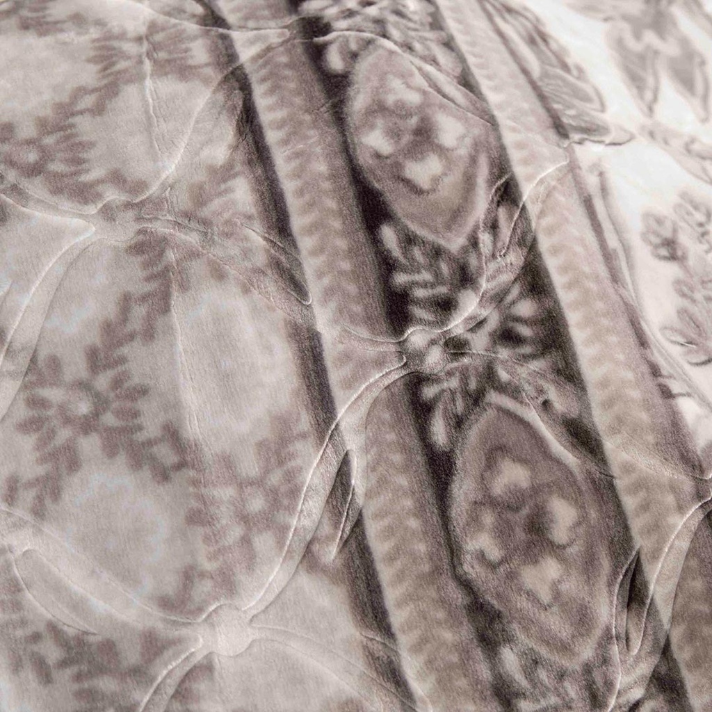 Couverture 2 Places 220/240 Dolce Vita -M4 Fleuris Gris