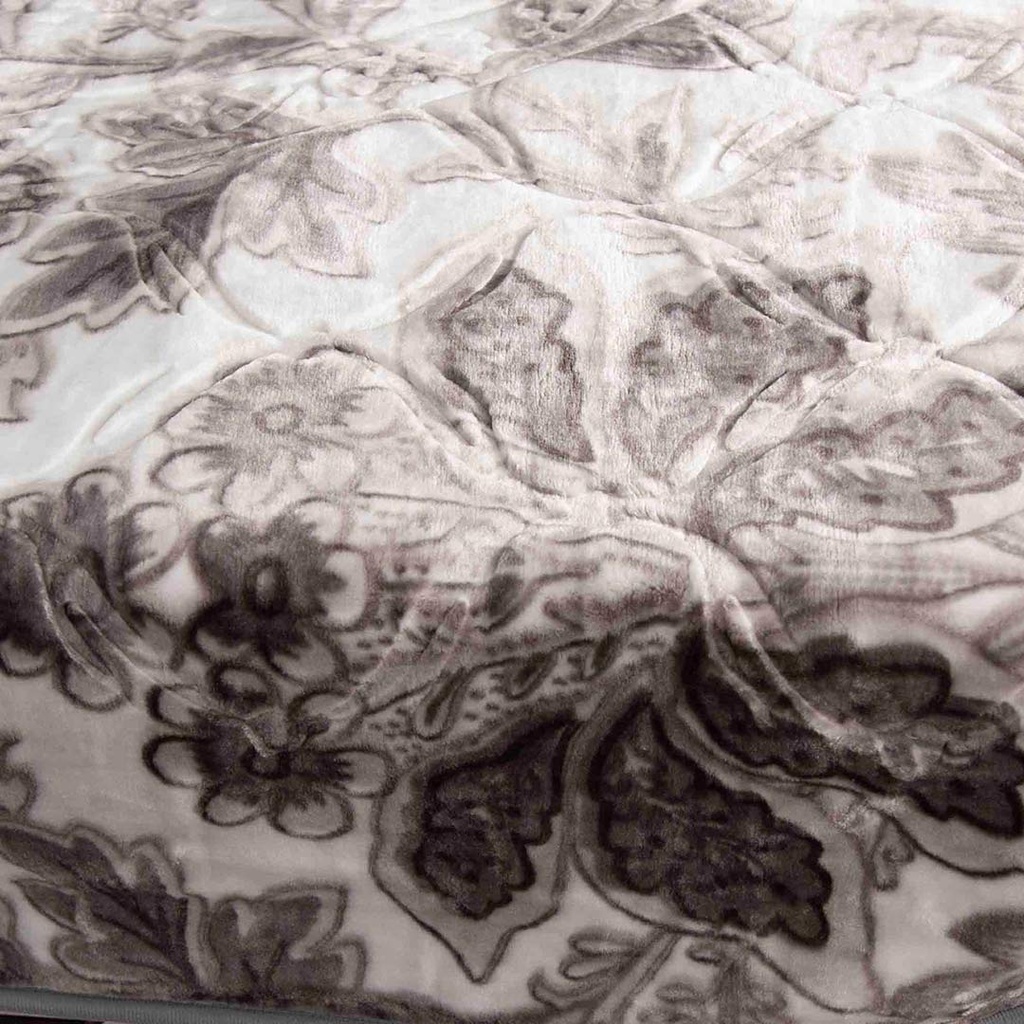 Couverture 2 Places 220/240 Dolce Vita -M4 Fleuris Gris