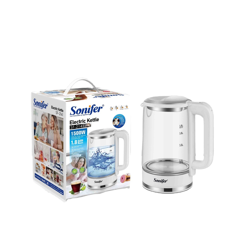 Bouilloire Eléctrique En Verre 1,8L Sonifer 1500W