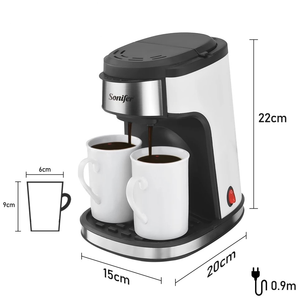 Machine à Café Filtre Avec 2 Tasse Sonifer 450W SF-3540