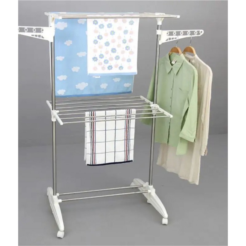 Sèche Linge Mobile Multifonctionnel à 2 Niveaux