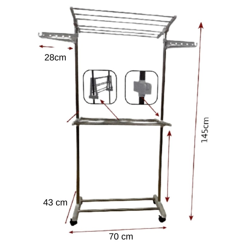 Sèche Linge Mobile Multifonctionnel à 2 Niveaux
