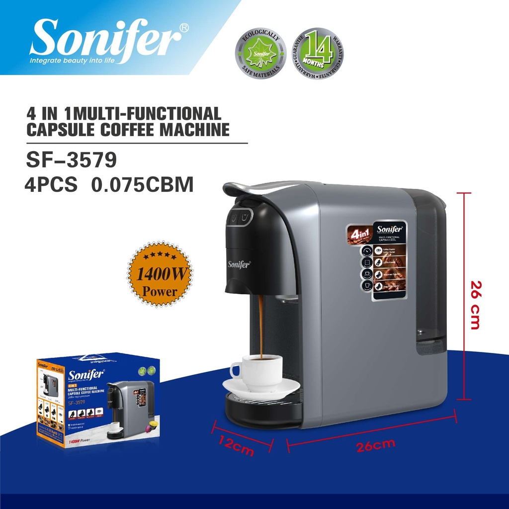 Machine à Café Multifonctions 4 en 1 Sonifer 1400W