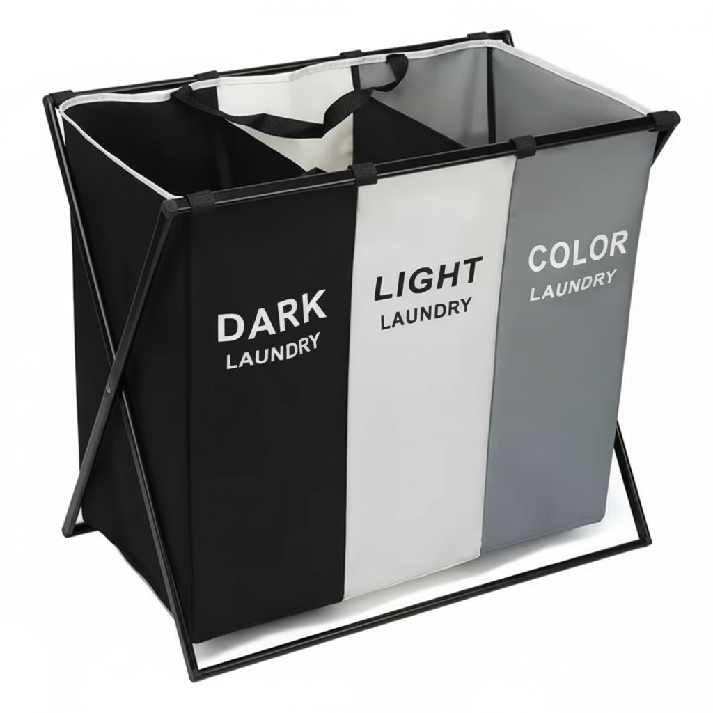 Panier à Linge Pliable à 3 Compartiments
