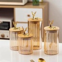 Lot de 4 Boites en Verre  Avec Couvercle En Bois Bambou 