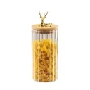 Lot de 4 Boites en Verre  Avec Couvercle En Bois Bambou 