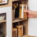 Lot de 4 Boites en Verre  Avec Couvercle En Bois Bambou 