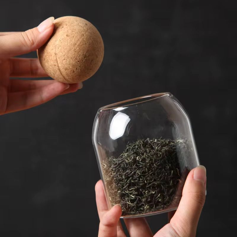 Lot de 3 Boite En verre avec Couvercle en Bois Bambou