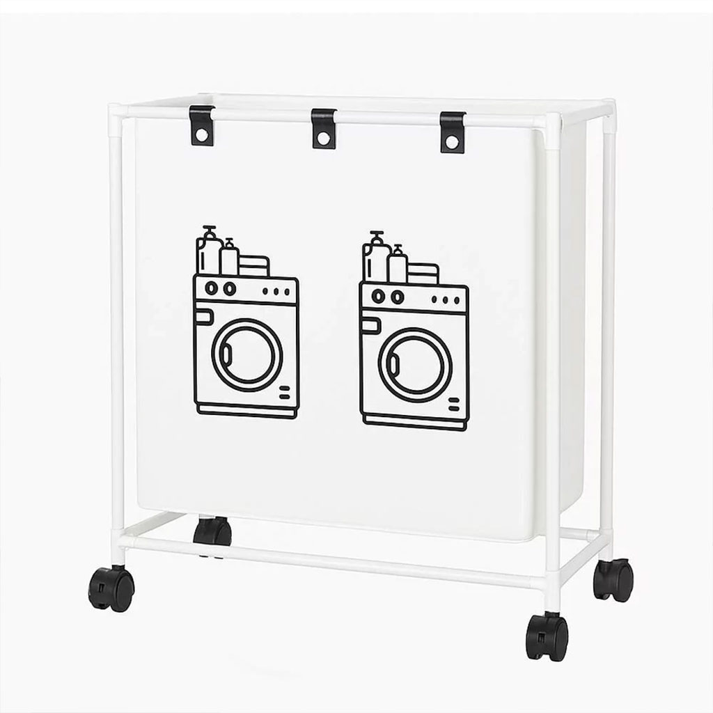 Panier à Linge Mobile Pour Vêtements  à 2 Compartiments