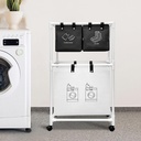 Panier à Linge Mobile Pour Vêtements  à 4 Compartiments