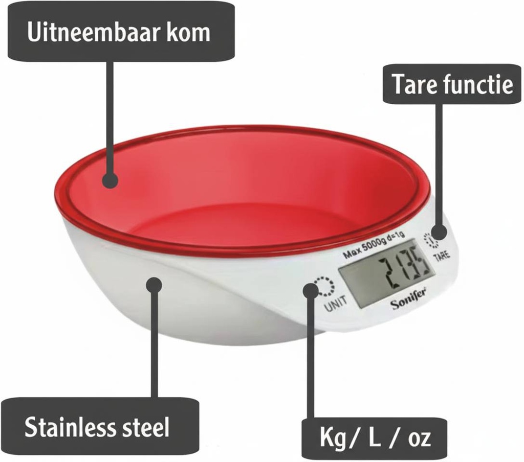 Balance de Cuisine Electronique Sonifer avec Bol Rouge
