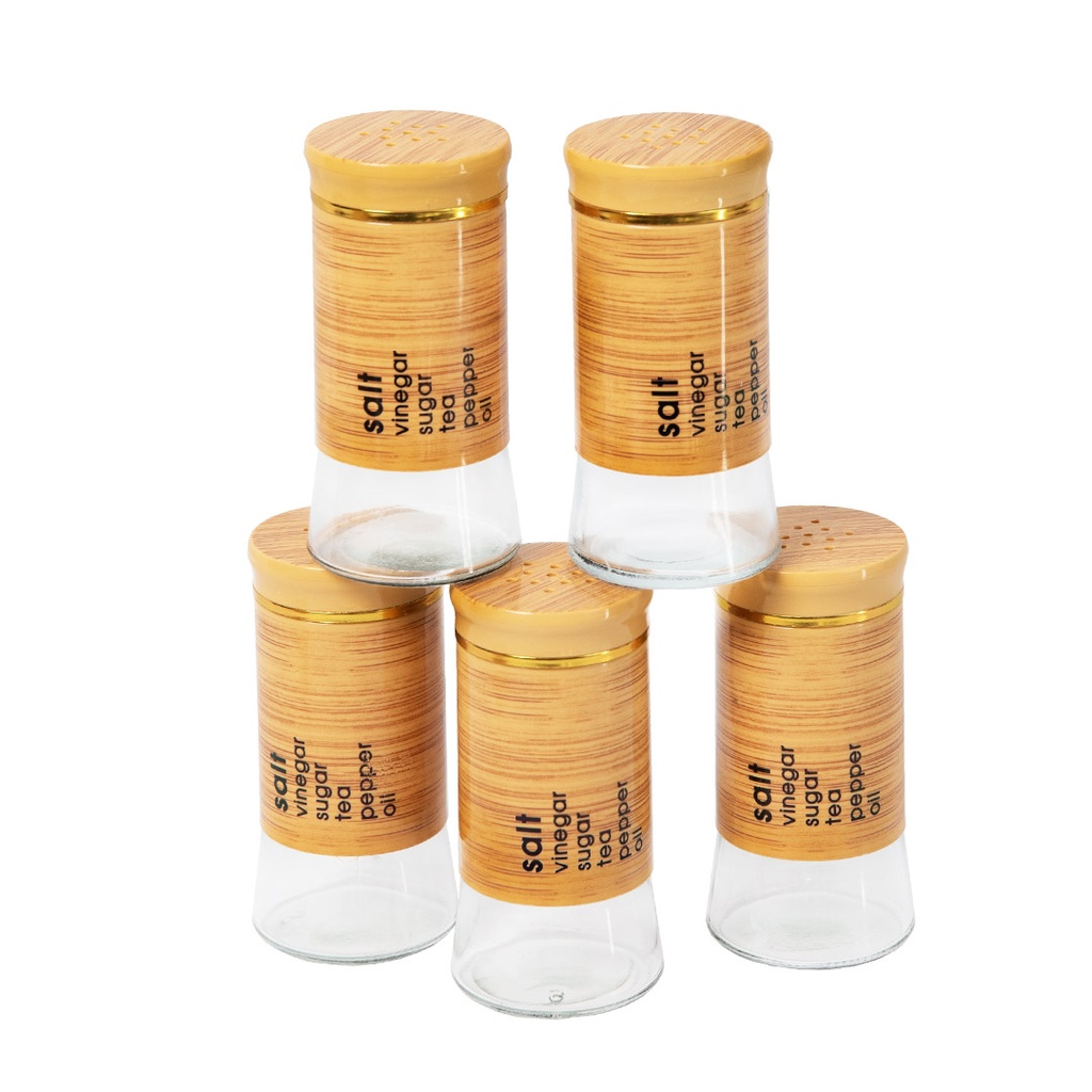 Set Portes Épices 9 Pièces En Verre Avec Support En Bois