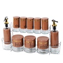 Set Portes Épices 11 Pièces En Verre Avec Support - Effet Bois Marron