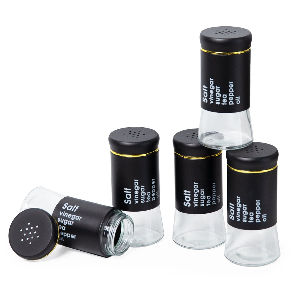 Set Portes Épices 11 Pièces En Verre Avec Support - Noir