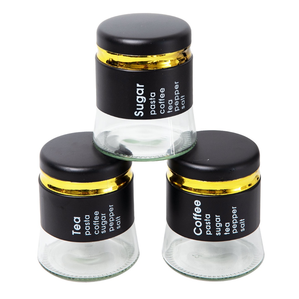 Set Portes Épices 11 Pièces En Verre Avec Support - Noir